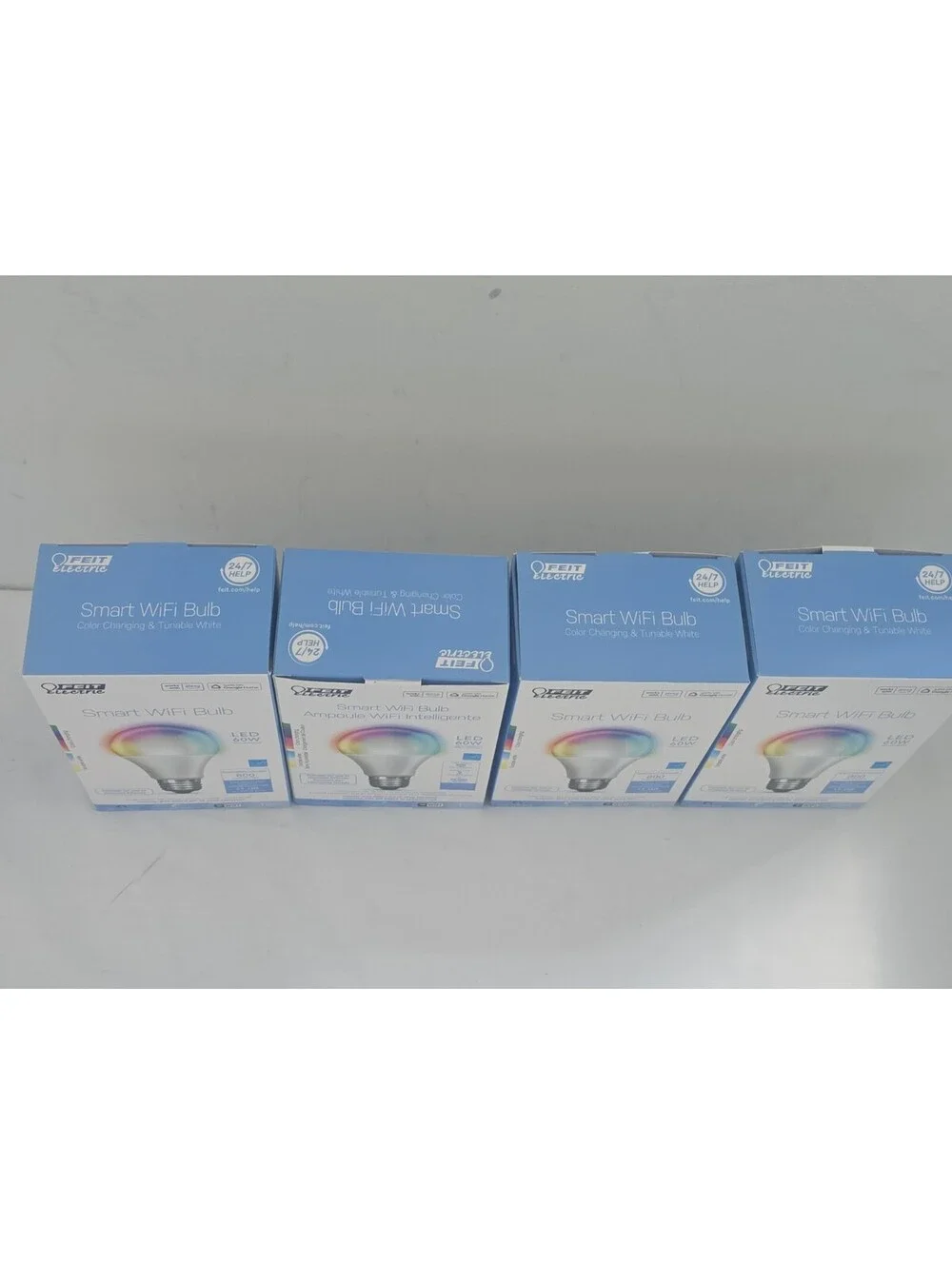 New 4 Pack FEIT Electric Smart WiFi LED Color Changing & Dimmable A19 60W Bulb